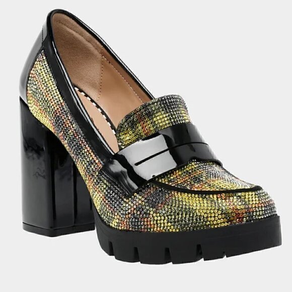 Betsey Johnson Shoes - Betsey Johnson Adelyn Yellow Plaid Heel Loafers NIB 7
